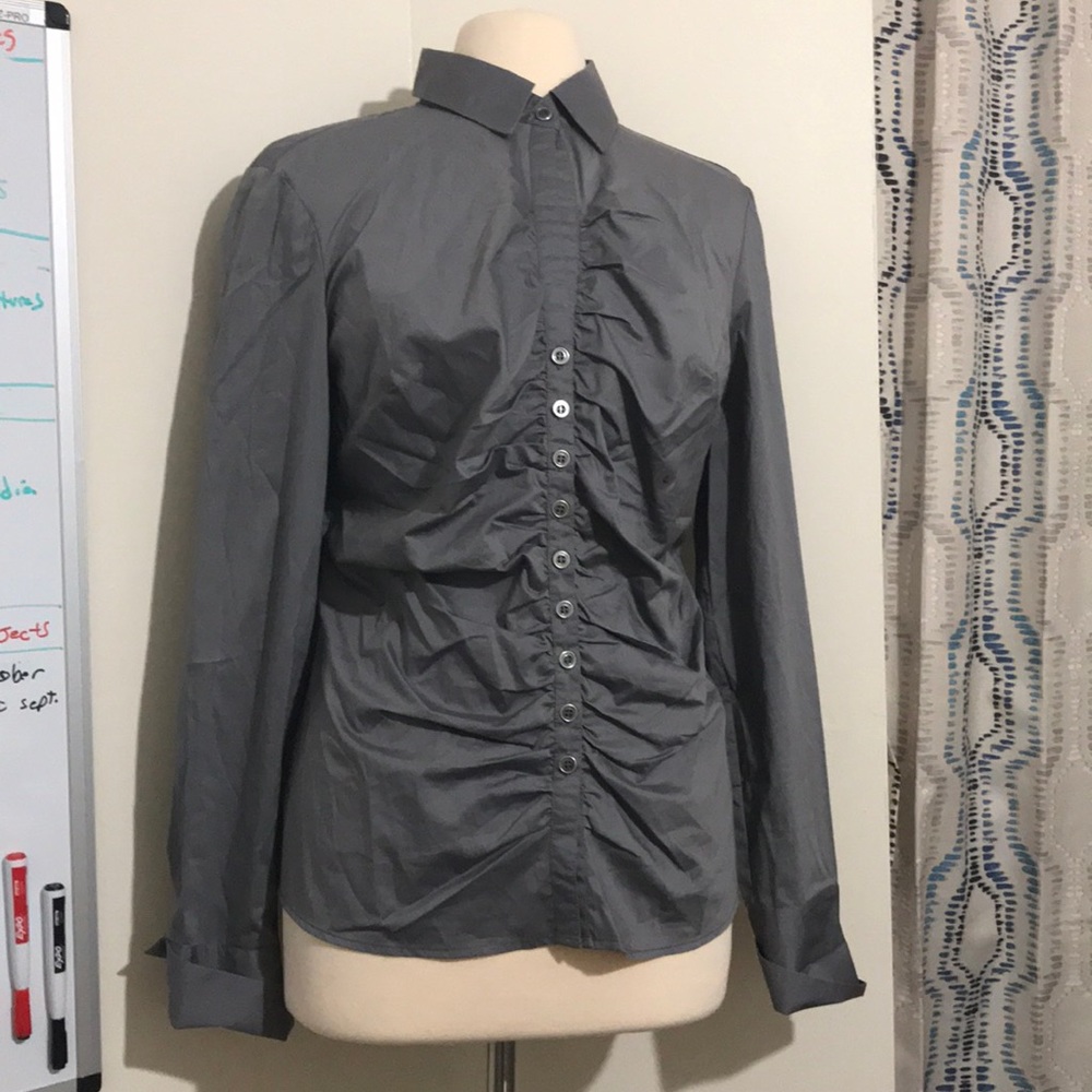 Gray New York & Co button-down dress shirt size 10